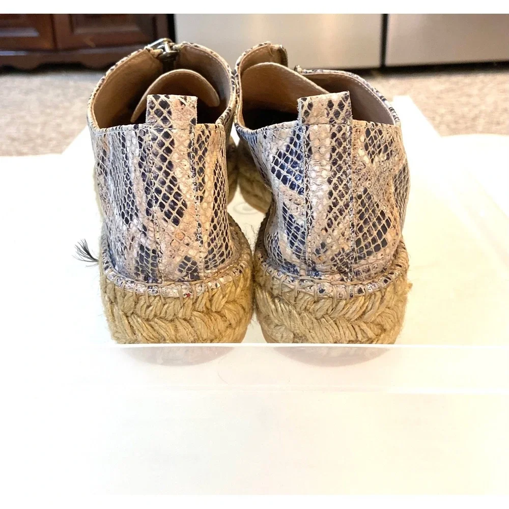 Eric‎ Michael Snakeskin Embossed Leather Espadrille Platform Size 8.5